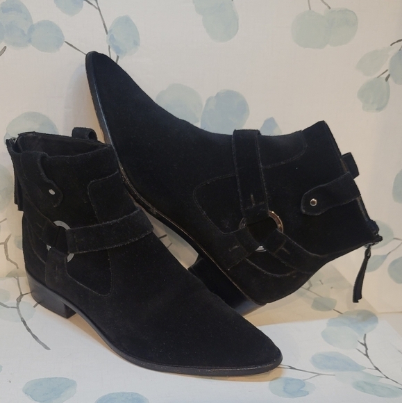 Rebecca Minkoff Jenni Suede Pointed Toe Booties 7.5M - Picture 1 of 10